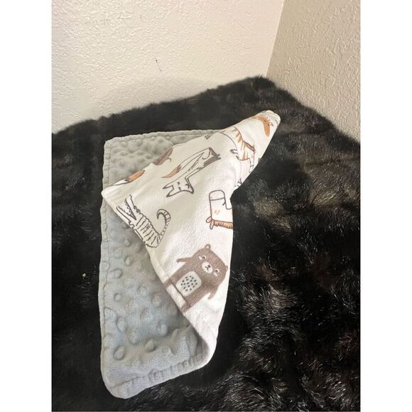 Boritar Gray Elephant Plush Lovey Minky  Animal Print Back Baby Security Blanket - Picture 2 of 2